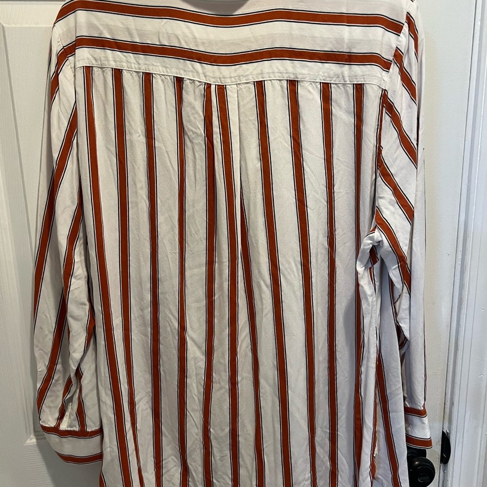 Dex Burnt Orange & White Striped Button-Up Shirt - Picture 4 of 4